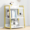 IOTXY 3 Tier Open Bookshelf - Steel and Wood Display Stand, 50CM Width Floor-Standing Bookcase, Gold