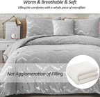 Grey and Silver Comforter Set Twin Size Metallic Print Geometric Bedding Set Lightweight Microfiber Comforter for Teen Girls Boys Women (1 Pillow Sham + 1 Decorative Pillow Sham)