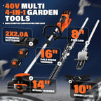 MAXLANDER 40V Weed Wacker Cordless, String Trimmer/Edger, Pole Saw, Hedge Trimmer and Brush Cutter, 4-in-1 Multi-Tool Kit with 2X20V 4.0Ah Battery and Charger