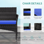 Patio Furniture, 4 Piece Conversation Set, Outdoor Wicker Rattan Table and Chairs, Sectional Sofa with Thick Cushion for Garden, Yard, or Porch, Dark Brown