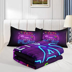6 PCS Gamer Bedding Sets,Gaming Comforter Set for Boys,Kids Bedding Sets for Boys,Full Size Bedding Sets for Boys,Bed in A Bag with Sheets(Full,Pink Color)