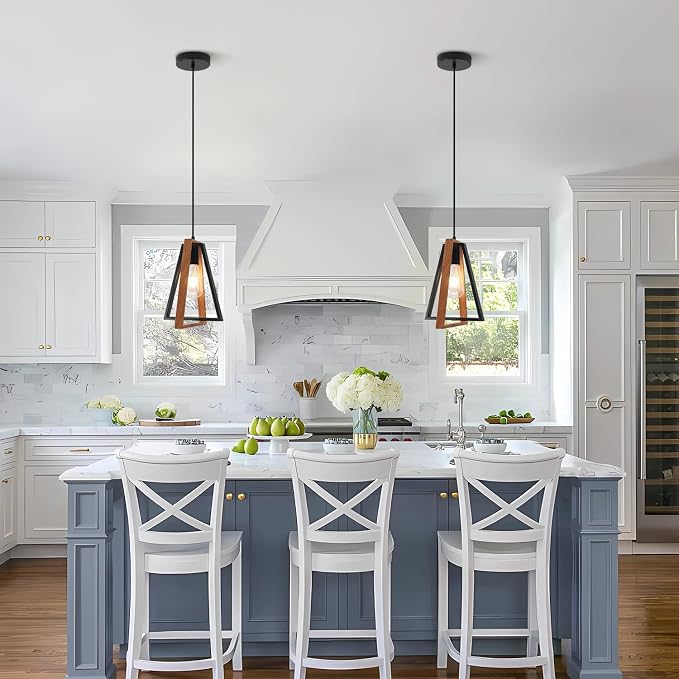 3 Pack Small Farmhouse Pendant Lights Kitchen Island Industrial Metal Pendant Light Fixture Black Hanging Light Fixture Vintage Pendant Light Fixtures for Dining Room Living Room