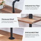 HOMBAZAAR Industrial Bookshelf, 5-Tier Industrial Pipe Bookshelf, Wall Mounted Ladder Shelves with Metal Frame for Home Office, Living Room, Oak Brown