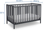 Delta Children Heartland 4-in-1 Convertible Crib, Charcoal Grey + Delta Children Twinkle Galaxy Dual Sided Recycled Fiber Core Crib and Toddler Mattress (Bundle)