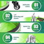 16'' Pressure Washer Surface Cleaner with 4 Wheels - Stainless Steel Surface Cleaner for Pressure Washer Attachment for Concrete, Driveway, Patio, Sidewalk, Deck and Driveways