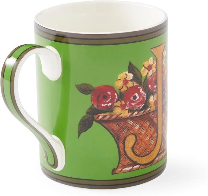 Spode Kit Kemp Alphabet Mug - Letter J Monogram in Fine China, 12oz Ceramic Coffee Cup for Hot Drinks, Personalized Drinkware for Unique Gifts, Dishwasher Safe Tea or Coffee Mug - Gift Box Included