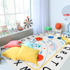 Soft ABC Kids Rug,59x39 in Washable Large Classroom Rug,Non-Slip Educational Nursery Rug,Solar System Kids Room Rug for Classroom Playroom Bedroom Kids Room Decor