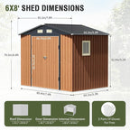 8x6 Ft Storage Shed, Large Outdoor Shed with Window, Lockable Doors, Outside Steel Shed for Garden, Backyard, Lawn, Patio Utility, Tool Storage