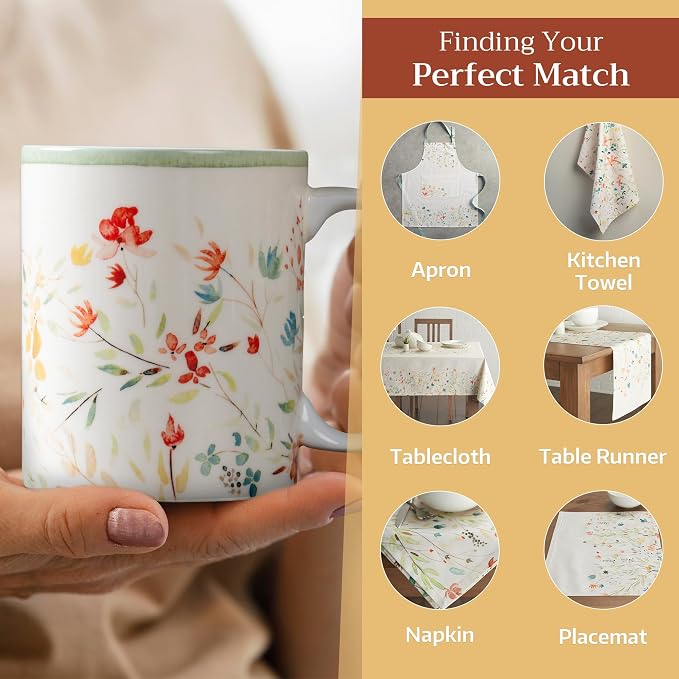 Maison d' Hermine Coffee Mug with Handles Tea Cups (12 Ounce, Pack of 1) | Fine Bone China Coffee Mugs for Hot Beverages Cappuccino Latte Home Restaurant Hotel Spring Summer -Colmar - Green
