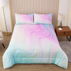 Bodhi Tie Dye Marbling Comforter Colorful Marble Teen Girl Bedding Set Watercolor Pastel Pink Blue Purple Comforter Set Marble Abstract Kids Bedding Set 2 Piece Bright Girly Comforter (Twin)
