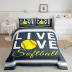 Feelyou Kids Softball Comforter Set Queen Size Softball Gaming Bedding Set for Boys Girls Teens Bedroom Decor Sports Theme Comforter Women Men Baseball Gaming Duvet Set with 2 Pillow Case