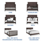 Simmons Kids Foundry 6-in-1 Convertible Baby Crib, Rustic Grey with Matte Black + Quiet Nights Breathable Crib Mattress with Removable/Machine Washable Cover (Bundle)