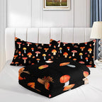 Colorful Mushroom Comforter Set Full Size Kids Mushroom Bedding Set Leaves Quilt Bed Set for Boys Girls Adults with 1 Comforter and 2 Pillowcases