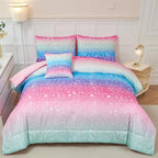 PERFEMET Rainbow Queen Comforter Set with Sheets, 6 Pieces Blue Green Bedding Sets for Girls, Tie Dye Ombre Bed Set for Bedroom Decoration, Lightweight All Season Bed in A Bag