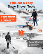 VOLTASK 48V Cordless Snow Blower, 48-Volt | 20-Inch Brushless Electric Snow Blower Cordless, Battery Snow Blower with Directional Plate & LED Lights (2 * 24V Battery & Dual Quick Charger Included)