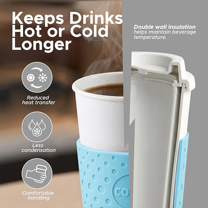 Copco Acadia Travel Mug, 16 Oz - Pink, Azure, Brown, Red, Set of 4