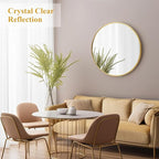 Fabuday Round Gold Mirror for Wall - 20 Inch Circle Mirror for Bathroom, Living Room Decor, Metal Golden Framed Small Circular Mirror
