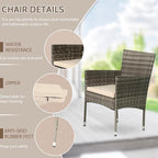 FDW Patio Conversation Set 4 Pieces Patio Furniture Set Wicker with Rattan Chair Loveseats Coffee Table for Outdoor Indoor Garden Backyard Porch Poolside Balcony,Gray Wicker/Khaki Cushions