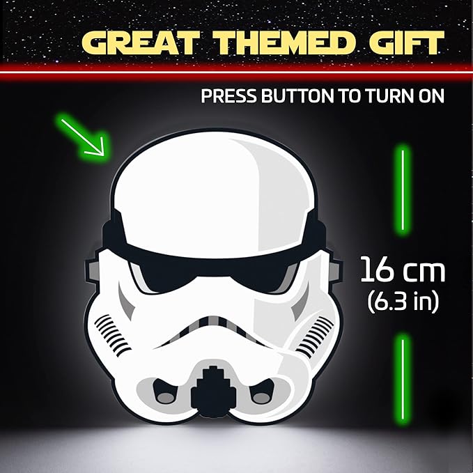 Paladone Star Wars Officially Licensed Stormtrooper Action Figure Icon Light, 6.3-inch Trooper Helmut Night Light, Bedroom Décor Desk Lamp, Toy