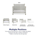 Baby Relax Miles 5-in-1 Convertible Crib for Nursery, Soft Gray