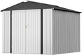 Greesum 8x6FT Outdoor Storage Shed, Utility Tool Shed Metal Storage Garden Shed with Door & Lock for Patio Storage, White