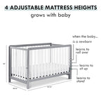 Carter's by DaVinci Colby 4-in-1 Low-Profile Convertible Crib in Grey and White, Greenguard Gold Certified