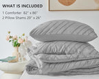 CozyLux Full Size Comforter Set Light Grey - 3 Pieces Boho Tufted Shabby Chic Bedding Comforter Set for All Seasons, Chevron Bedding Sets with Comforter & 2 Pillow Shams