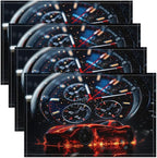 Feelyou Red Race Car Placemats Set of 4 12"x18" Speed Sports Car Placemats for Dining Table Indoor Outdoor Kitchen Racing Car Table Mats Placemat Extreme Sports Decor Table Place Mats