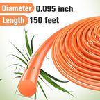String Trimmer Line .095", 150 Feet Weed Eater String, Round Trimmer Line for Universal Replacement, Orange Premium Nylon String Trimmer Line for Medium& Heavy Grass&Weeds (2.4mm, 45m)