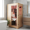 Far Infrared Sauna for 1 Person - 1050W Fast Heating, Canadian Hemlock Wood Home Sauna with Bluetooth Speaker, Chromotherapy & Oxygen Ionizer Easy Assembly Indoor Sauna for Relaxation, Detox, Home Gym