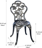3 Piece Bistro Set,Outdoor Patio Set,Anti-Rust Cast Aluminum Bistro Table Set for Park Yard Front Porch Furniture(Antique Copper)