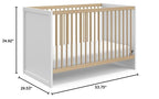 Storkcraft Calabasas 3-in-1 Convertible Crib (White with Driftwood) – GREENGUARD Gold Certified, Fits Standard Crib Mattress, Converts to Toddler Bed, Modern Style, Easy 30-Minute Assembly