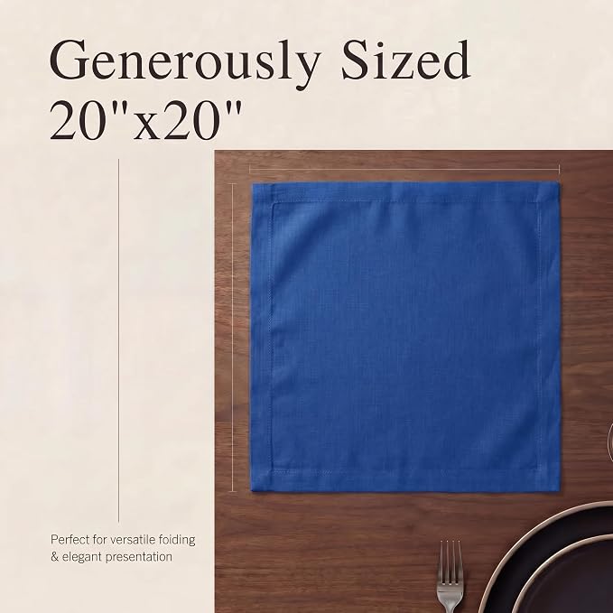 Urban Villa Cloth Napkins Cotton 20x20 (Set of 12) Royal Blue