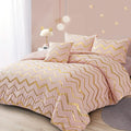 Pink Comforter Set King Size, Metallic Blush and Rose Gold Bedding Set, 4 Piece Lightweight Microfiber Comforter for Teen Girls Women (2 Pillow Shams + 1 Decorative Pillow Sham)