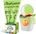 GreFusion 2.6 Gallon Compostable Trash Bags, 100 Count, Extra Thick 0.71 Mil, Certified by BPI and ASTM D6400, Perfect Fit for Small Trash Cans