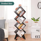 Yoobure Black Bookshelf - Small Book Shelf, 4-Tier Tall Bookcases Book Organizer, Industrial Bookshelves Floor Standing for CDs/Books in Small Spaces, Bedroom, Living Room, Home Office