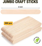 Apremont 200 Piece 6 Inch Large Jumbo Wooden Craft Sticks, Premium Natural Organic Wood for Waxing, Craft Project, Tongue Depressor, Popsicle, Ice Cream Stick,Woodcraft, Paint Stirrer and Art