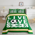 Feelyou Football Bedding Set Queen Size Rugby Sports Comforter Set for Kids Boys Girls Decor Soccer Ball Game Comforter Gift for Football Lover Duvet Set Bedroom Quilt Set