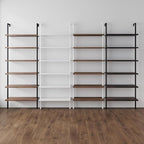 Nathan James Theo 6-Shelf Tall Bookcase, Wall Mount Bookshelf Wood Shelves and Metal Frame, Matte Black