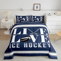 Feelyou Ice Hockey Bedding Set Twin Size Ice Sports Games Comforter Set for Kids Boys Girls Decor Hockey Player Comforter Microfiber Puck Hockey Duvet Set Bedroom Quilt Set