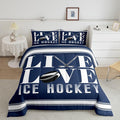 Ice Hockey Bedding Set Full Size Ice Sports Games Comforter Set for Kids Boys Girls Decor Hockey Player Comforter Microfiber Puck Hockey Duvet Set Bedroom Quilt Set