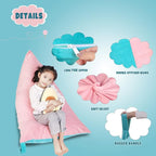 Stuffed Animal Storage Bean Bag Chair Cover, Velvet Pink Lake Blue Plush Toy Storage Stuff and Sit Seat for Kids/Teens/Adults, 52" x 31" Extra Large Triangle Floor Sofa, 200L/52Gal, Cover Only