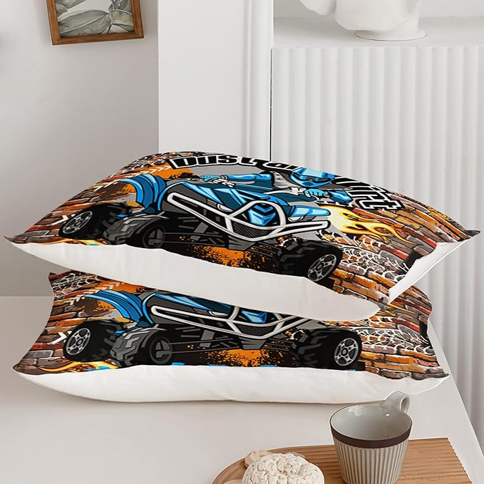 Axolotl Quad Bike Bedding Set Queen,Dirt Bike Comforter Set,Extreme Sports Bedding Set,Sports Theme Comforter Set,Tractor Truck Bedding,Motorcycle Comforter for Kids Boys Teens,1 Quilt 2 Pillowcases