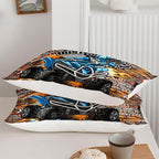 Axolotl Quad Bike Bedding Set Queen,Dirt Bike Comforter Set,Extreme Sports Bedding Set,Sports Theme Comforter Set,Tractor Truck Bedding,Motorcycle Comforter for Kids Boys Teens,1 Quilt 2 Pillowcases