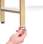 BEWISHOME 3 Tier Bookshelf, Modern Small Book Shelf for Small Spaces, White Gold Wooden Shelves for Bedroom Living Room and Home Office, 13.78" D x 24.12" W x 37.09" H, JCJ42M
