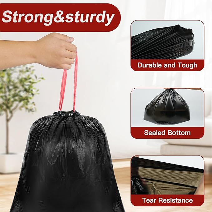 O2frepak 33 Gallon Drawstring Tall Kitchen Trash Bags,Clean Fresh Scent and Heavy Duty Garbage Bags(30 Count,80x100cm)