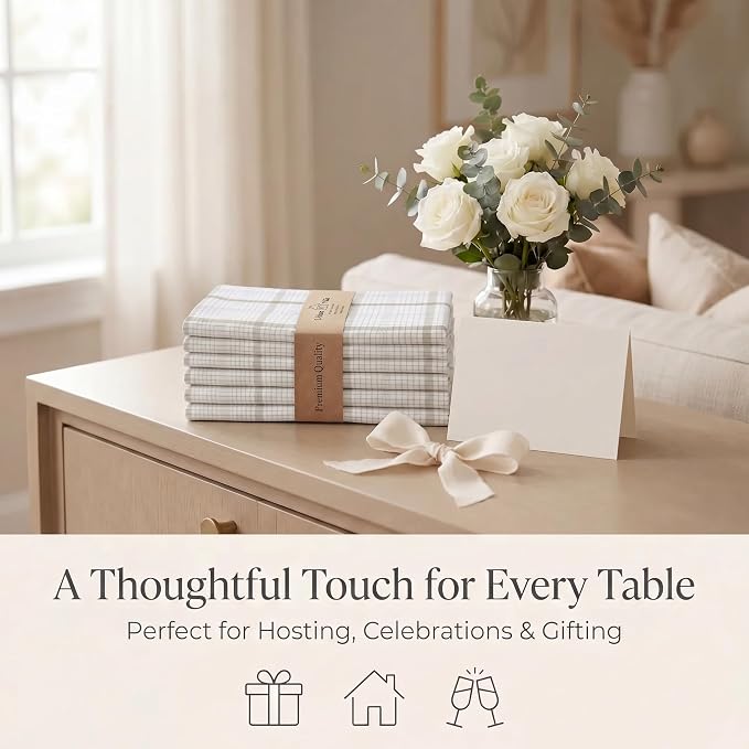 Urban Villa Cloth Napkins Cotton 20x20 (Set of 12) Tiny Checks