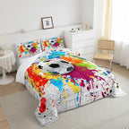 Feelyou Football Bedding Set Rugby Sports Comforter Set Soccer Ball Game Comforter for Boys Girls Teens Decor Gift for Football Lover Duvet Set Queen Size with 2 Pillow Case Boys