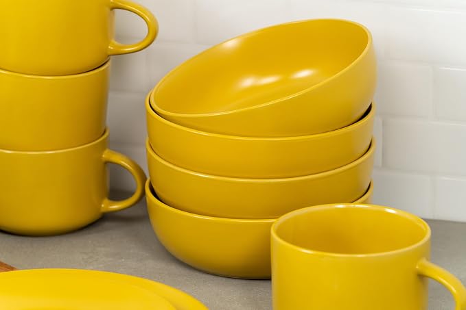 10 Strawberry Street Wazee Matte Coupe Dinnerware, Bowl, Yellow, Set of 6