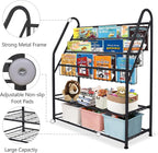 aboxoo Metal Kids Bookshelf Black Large Freestanding for Children Room 32 in Toy Organizer Large Stable Bookcase Bookstore Library Book Unit Storage Kids Bed Living Room